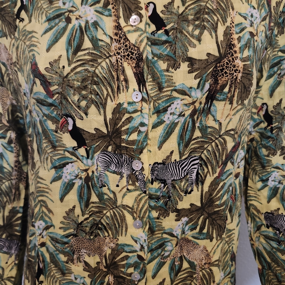 Jane And Delancey Jungle Print Boho Top Oversize Small - Picture 2 of 8